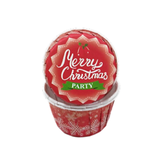 Капсула для капкейка усиленная  Christmas красная со снежинками 20 шт