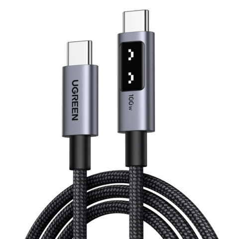 Кабель UGREEN L509 (35501) UNO-C 2.0 Robot 5A Data Cable, 1м, черный/серый