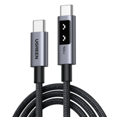 Кабель UGREEN L509 (35501) UNO-C 2.0 Robot 5A Data Cable, 1м, черный/серый