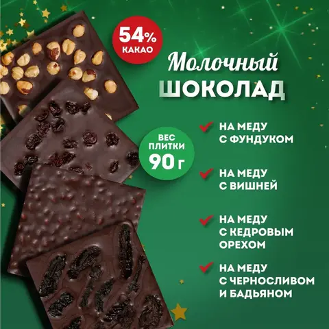 Подарочный набор Молочного шоколада, 4 плитки