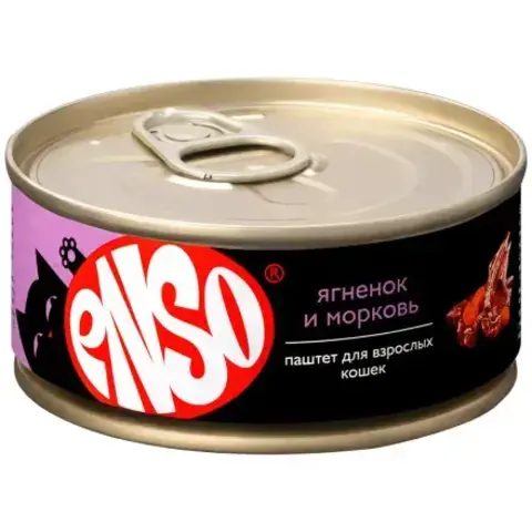 ENSO консервы для взрослых кошек паштет с ягненком и морковью 100 гр