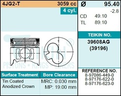 Поршень двигателя TEIKIN 39608AG STD (4шт/упак)