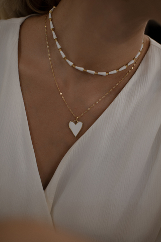 Колье Лавхарт, серебро 925, позолота 18k, белая эмаль 2