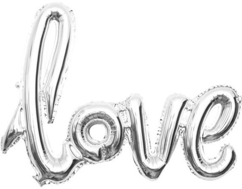 Шар К Надпись, Love, Серебро, 39