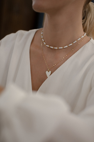 Колье Лавхарт, серебро 925, позолота 18k, белая эмаль 3