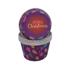 Капсула для капкейка усиленная Merry Christmas фиолетовая 20 шт