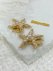 Накладка на пуговицу морская звезда с жемчугом в золоте