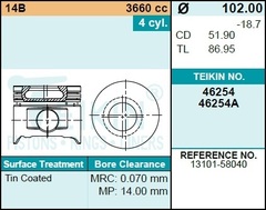 Поршень двигателя TEIKIN 46254A STD (4шт/упак)