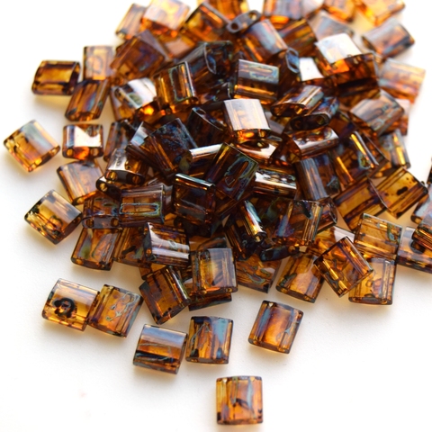TL-4502 Бисер Миюки тила Пикассо Прозрачный Темно-янтарный /Miyuki Tila Picasso Transparent Dark Amber