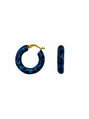 Серьги Лео max, серебро 925, позолота 18k, синяя эмаль