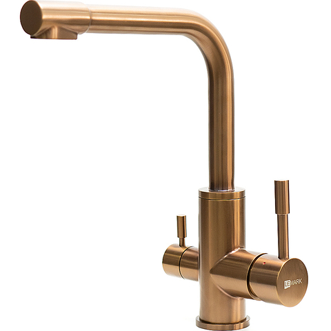 Lemark Expert LM5061RGN Смеситель для кухни с подключением к фильтру питьевой воды, высота излива 27 см, длина 21 см, нерж. сталь/розовое золото
