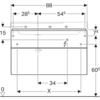 Geberit Xeno2 500.515.43.1 Тумба под раковину, 88x53x46.2см, Серый / Меламин, древесная структура