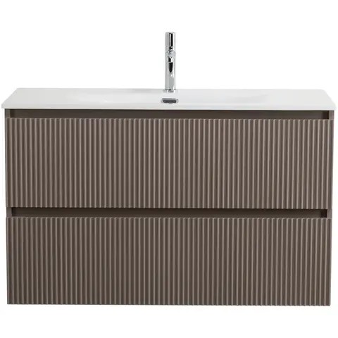 BelBagno UNO-MINI-1000-2C-SO-СO База под раковину подвесная с фрезерованными ручками по всей длине фасада с двумя выкат. ящ.,Бежевый Мат.,1000x395x608