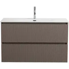 BelBagno UNO-MINI-1000-2C-SO-СO База под раковину подвесная с фрезерованными ручками по всей длине фасада с двумя выкат. ящ.,Бежевый Мат.,1000x395x608 фото