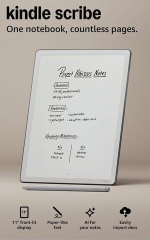 Amazon Kindle Scribe с подсветкой 32/64 ГБ — электронная книга-блокнот 11″
