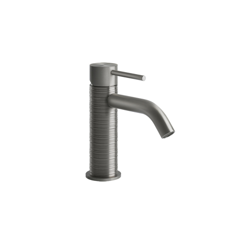 Gessi 316 54302#239 Смеситель для раковины на 1 отверстие, без донного клапана, излив 123мм, цвет: steel brushed
