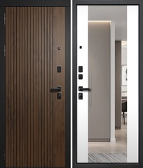 Входная дверь FlyDoors ФОРЕСТ ЗЕРКАЛО Дуб медовый с патиной - Velluto Bianco