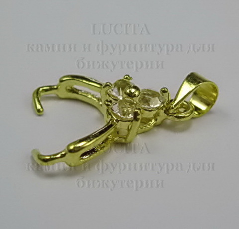 Держатель для кулона со стразами 18х11 мм (цвет - золото)