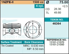 Поршень двигателя TEIKIN 46364 STD (4шт/упак)