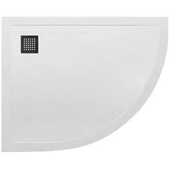 BelBagno TRAY-MR-UNO-RH-120/90-550-35-W-L-NO Поддон из искусственного мрамора в комплекте с сифоном с чёрной матовой декоративной накладкой фото