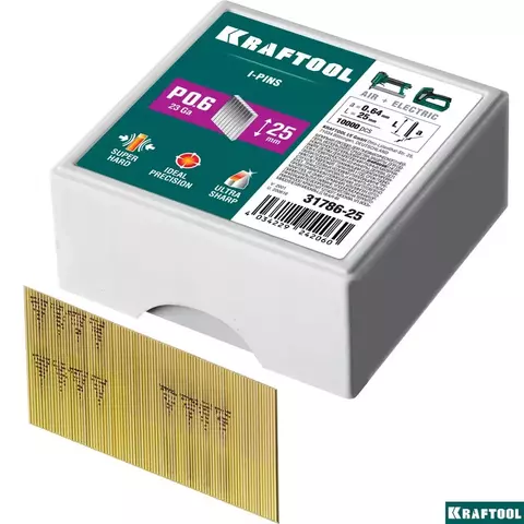 KRAFTOOL шпильки тип P0.6, 25 мм, калибр 23GA. 10 000 шт (31786-25)