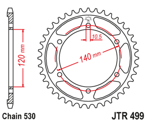 16603-40 звезда задняя (ведомая) стальная , 530, AFAM (JTR499.40)