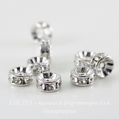 77506 Бусина - рондель Сваровски Crystal (цвет - античное серебро) 6х3 мм ()