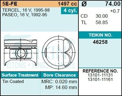 Поршень двигателя TEIKIN 46258 1.00 (4шт/упак)