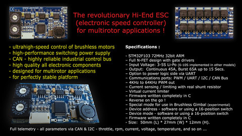 ESC регулятор мотора 2N-2N на шине CAN (4S, 300-700 Вт, STM32F103)