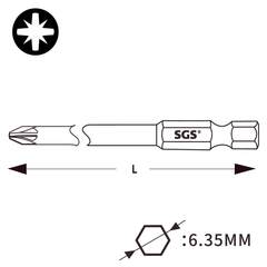 Бита PZ2 х90мм Impact(ударная) S2 1шт SGS 6390-PZ2-IB
