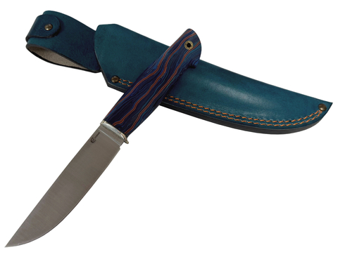 Нож Ястреб, сталь Bohler M398, рукоять мельхиор, микарта