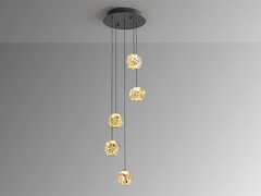 Люстра Zaria 5L черный/бронзовый/янтарный D25 DIM