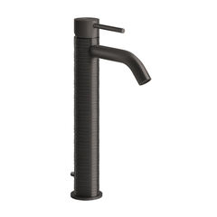 Gessi 316 54304#707 Смеситель для раковины на 1 отверстие, высокий, h=305мм, с донным клапаном, излив 123мм, цвет: brushed black metal pvd фото