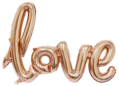 Шар К Надпись, Love, Розовое Золото,  41''/104*67 см, 1 шт. (под воздух)