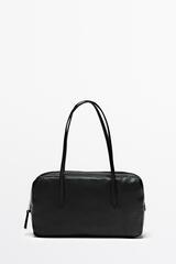 Massimo Dutti Миниатюрная цилиндрическая сумка из кожи наппа, черный