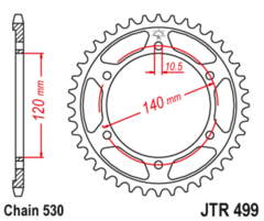 Звезда задняя JT R 499.45 Kawasaki ZZR 400  Suzuki TL 1000 GSX 1300
