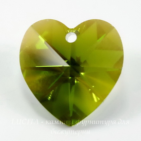 6202/6228 Подвеска Сваровски Сердечко Olivine AB (14,4х14 мм) ()