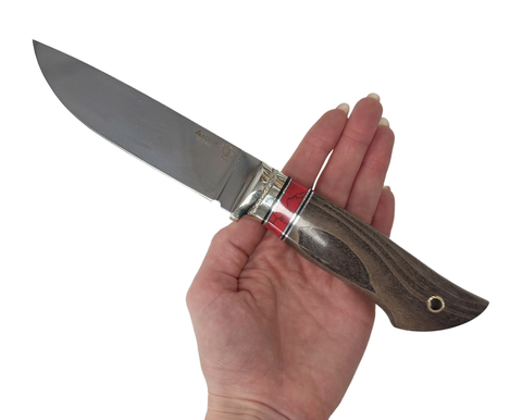 Нож Соболь, Bohler K340, рукоять ясень, кориан, мельхиор
