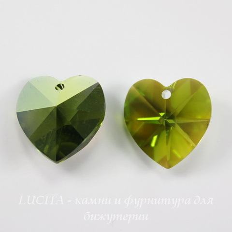 6202/6228 Подвеска Сваровски Сердечко Olivine AB (14,4х14 мм) ()