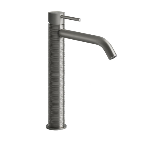 Gessi 316 54306#239 Смеситель для раковины на 1 отверстие, высокий, h=305мм, без донного клапана, излив 156мм, цвет: steel brushed