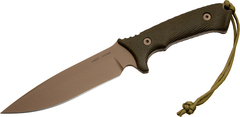 Фото Нож с фиксированным клинком Spartan Blades Harsey Difensa, сталь CPM-S35VN Flat Dark Earth, рукоять зеленая микарта, чехол мультикам
