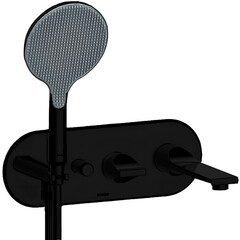 Bossini Apice Z00557.073 Смеситель для ванны встраиваемый, на 2 вых,с ручным душем и шлангом 1500 мм, внешн часть, цвет черный матов (собираем из скл арт!) фото
