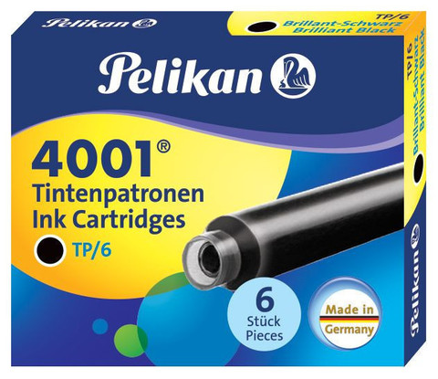 Картридж с чернилами Pelikan Ink 4001 TP/6, International Short, Black (301218)