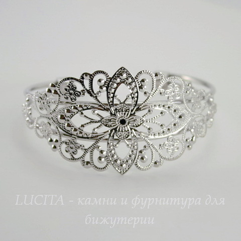 Основа для браслета с филигранью, 17 см (цвет - платина) 66х56 мм
