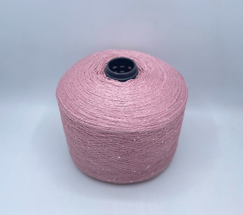 Бобинная пряжа (пр.Италия),Linette Pailletes, 450/100гр, 80% Лен, 20% Полиэстер(пайетка), цвет-Розовый+пайетка. арт.36767