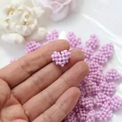 Подвеска Сердце плетёная из бисера, 17*15 мм, сиреневый, РК072