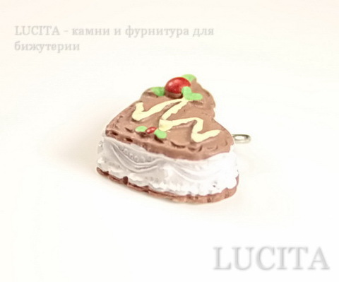 Подвеска "Тортик-сердечко" 17х17 мм (цвет - античное серебро) ()