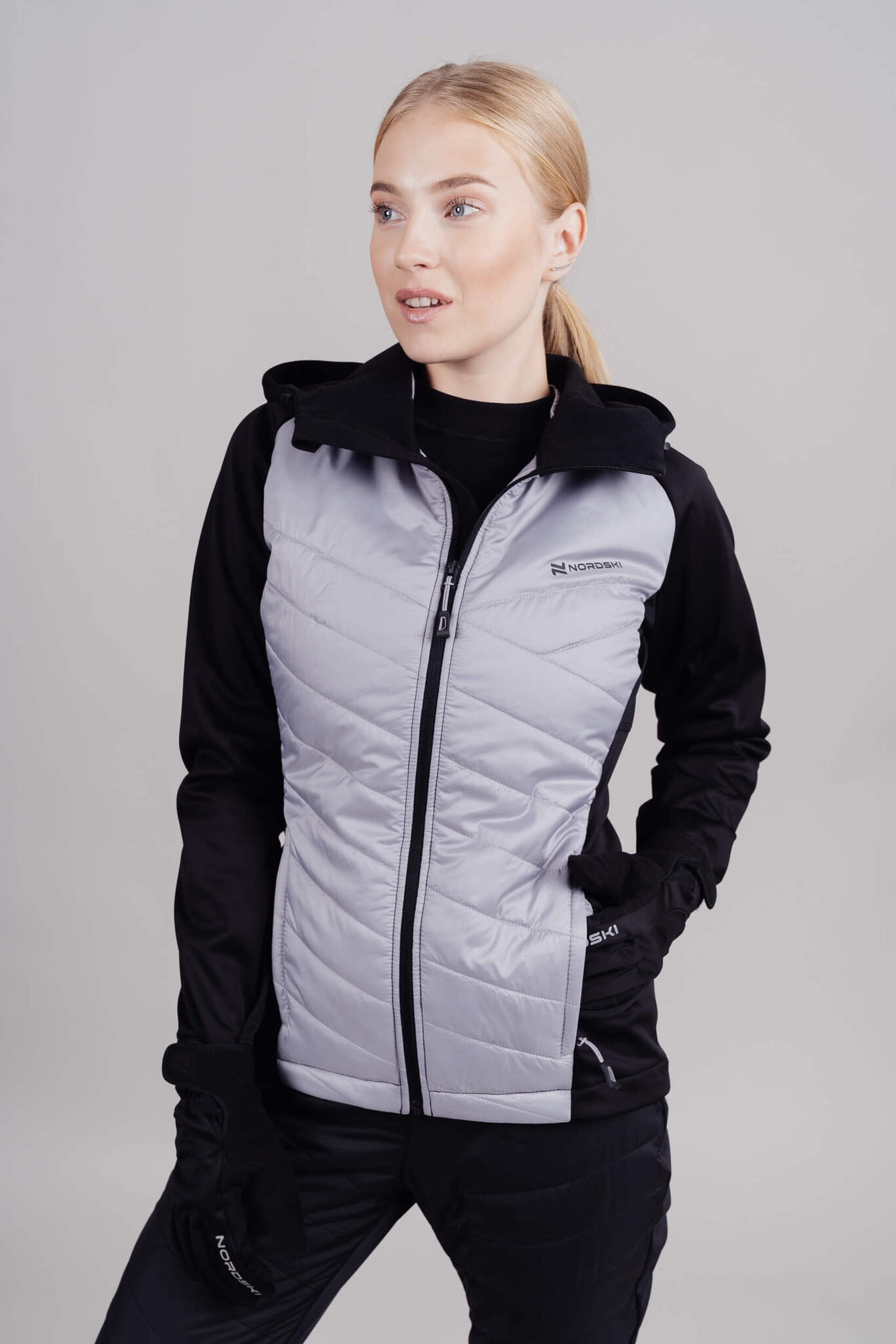 Женский костюм для лыж и бега зимой Nordski Hybrid grey - 3
