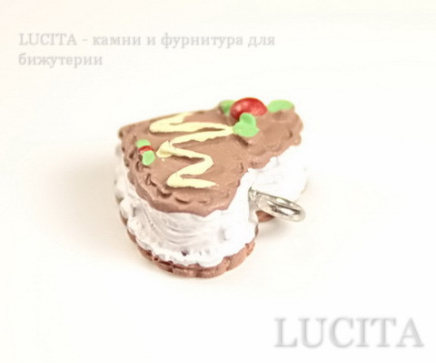 Подвеска "Тортик-сердечко" 17х17 мм (цвет - античное серебро) ()
