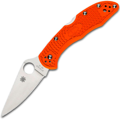 Фото Складной нож Delica 4 Flat Ground - Spyderco 11FPOR, сталь VG-10 Satin Plain, рукоять термопластик FRN оранжевый